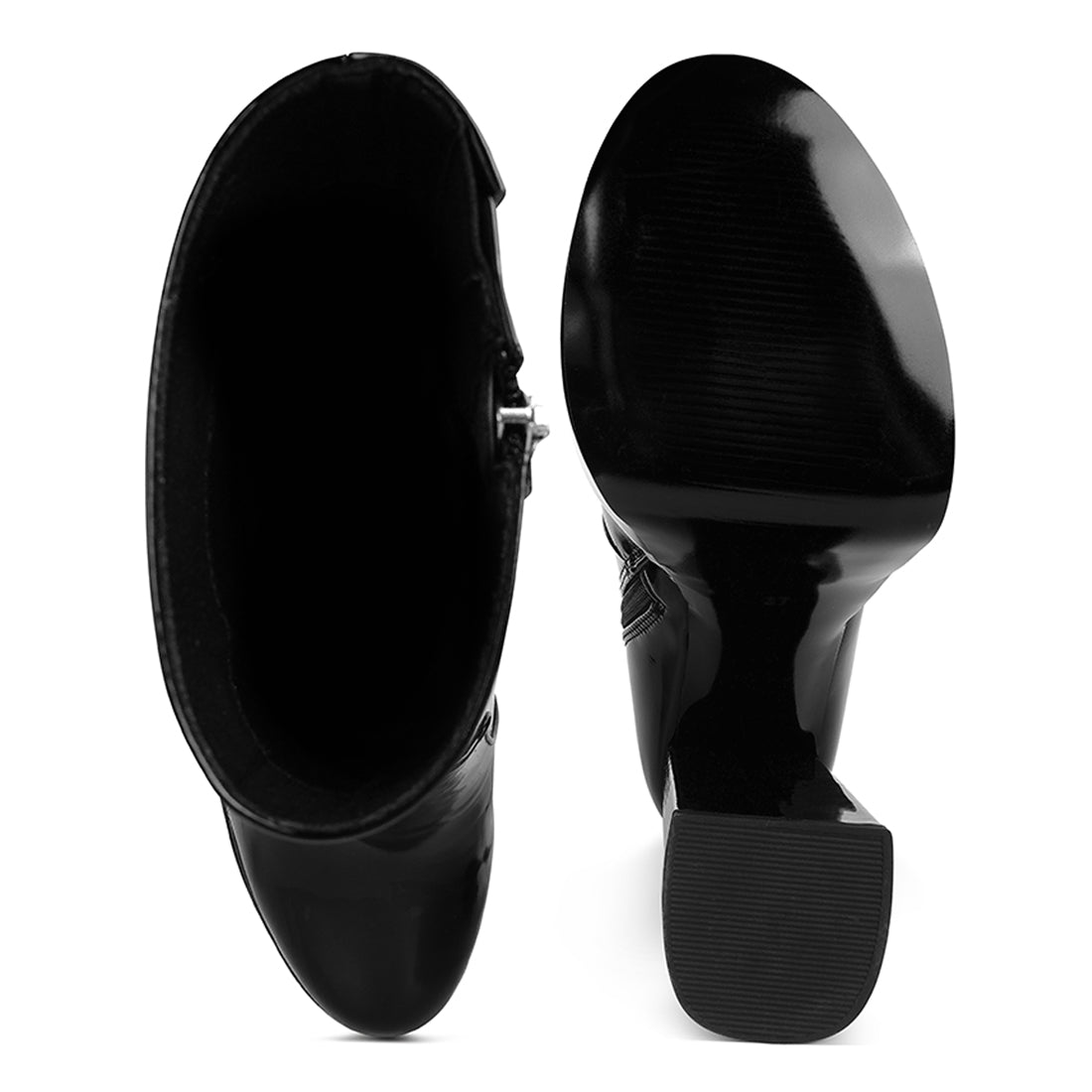 high heel platform ankle boots#color_black