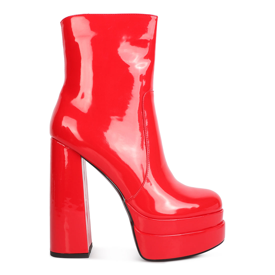 high heel platform ankle boots#color_red