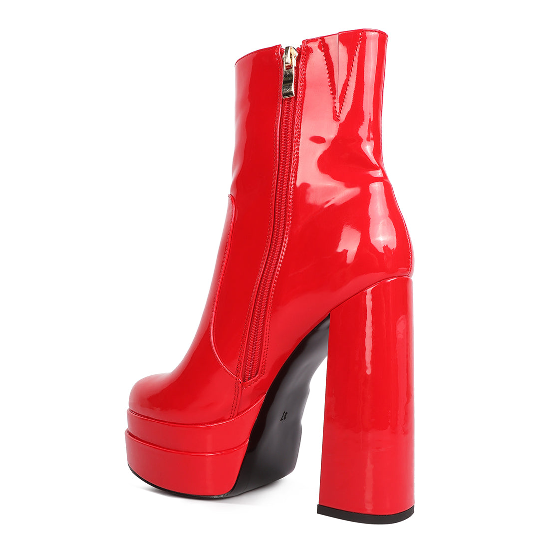 high heel platform ankle boots#color_red