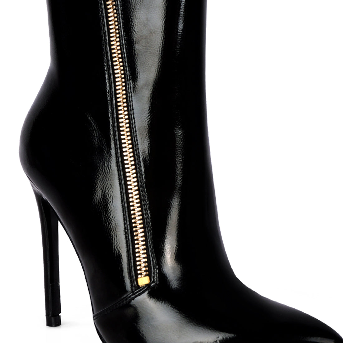 mania patent pu high heeled ankle boot#color_black