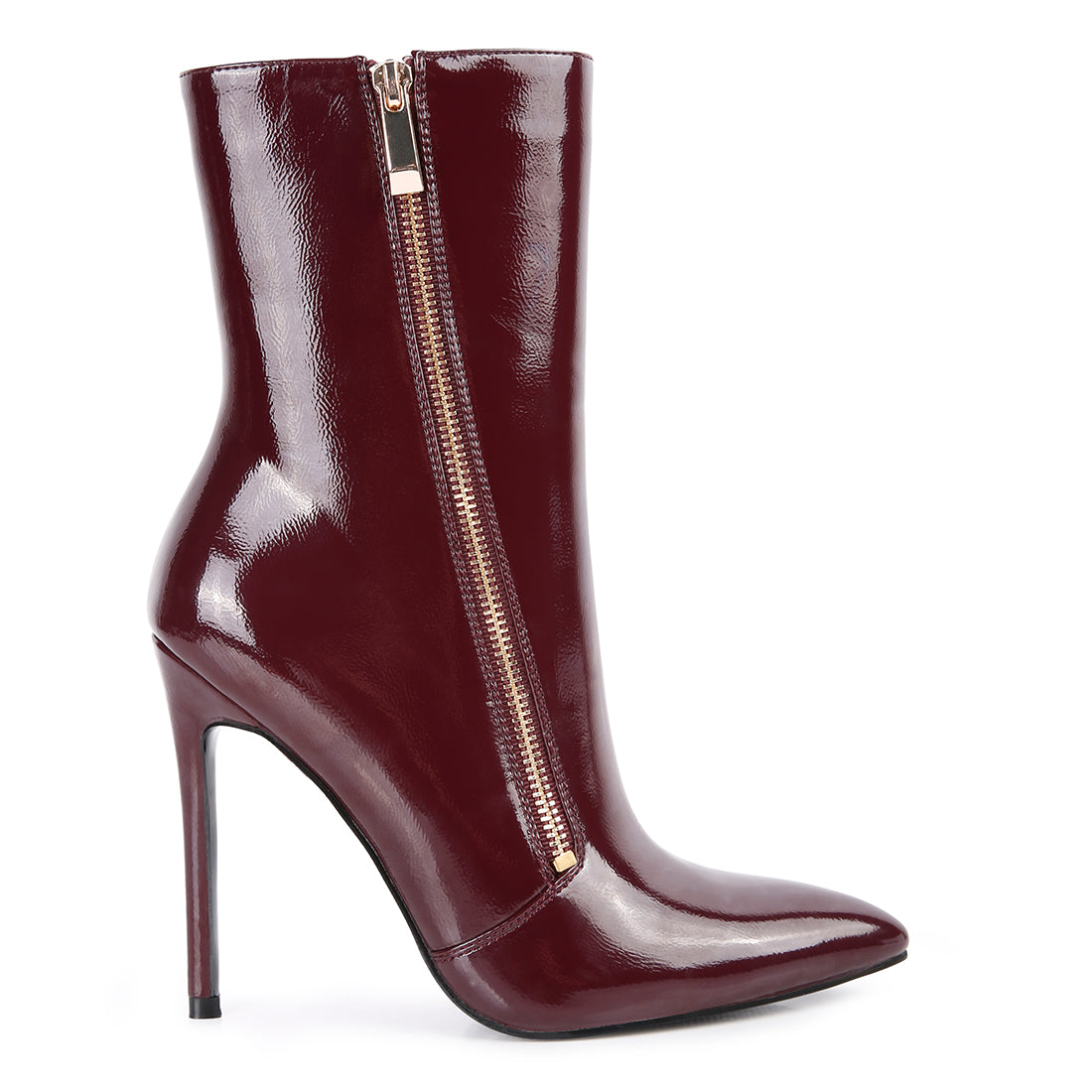 mania patent pu high heeled ankle boot#color_burgundy