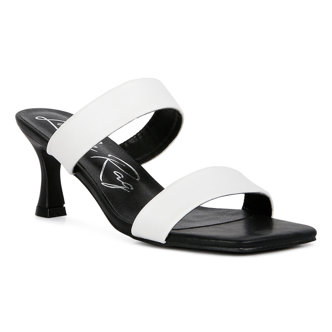 Black & White  Mid Heel Sandals