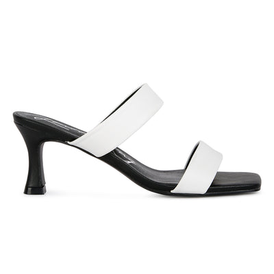 Black & White  Mid Heel Sandals