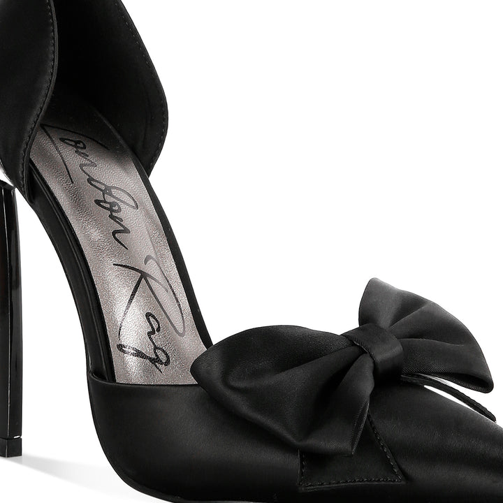 high heeled bow sandals#color_black