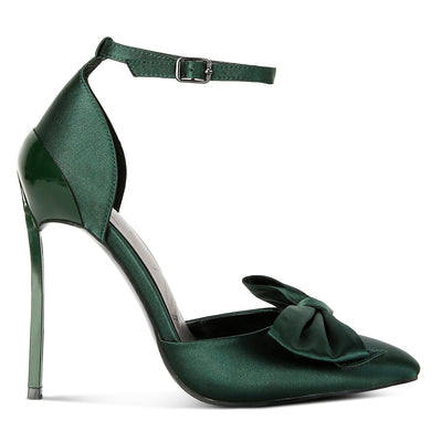 high heeled bow sandals#color_green