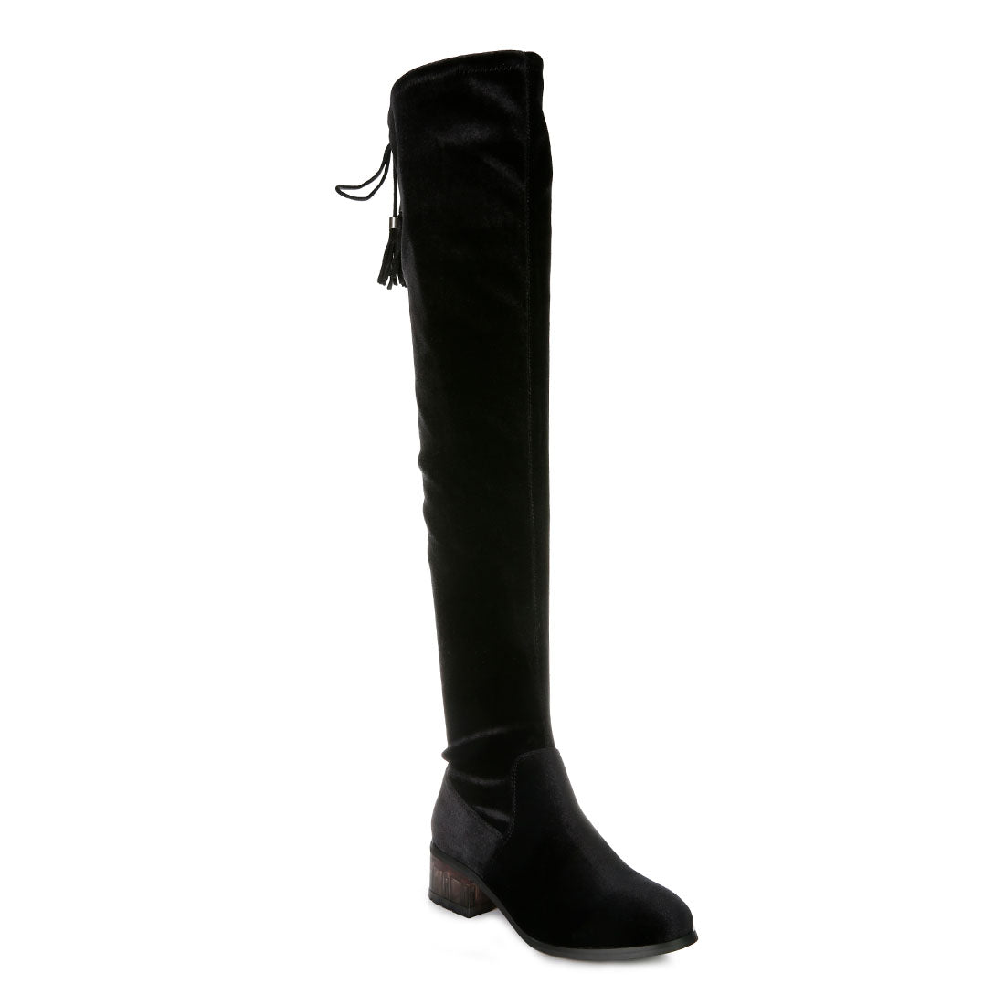rumple velvet over the knee clear heel boots#color_black