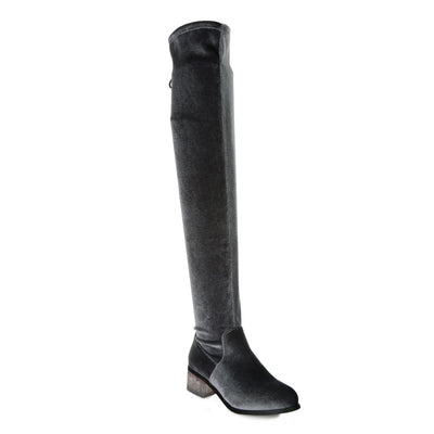 rumple velvet over the knee clear heel boots#color_grey