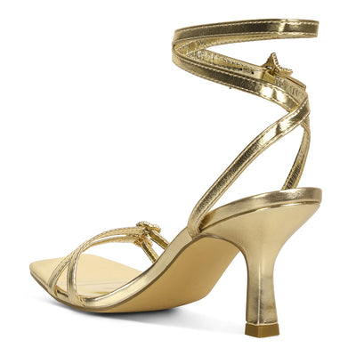 buckle high heel sandals#color_gold