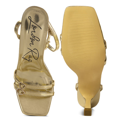 buckle high heel sandals#color_gold