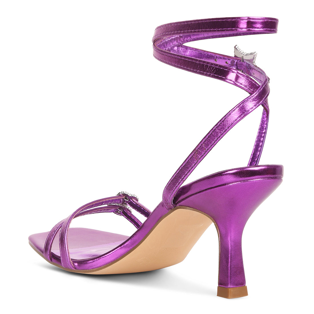 buckle high heel sandals#color_purple