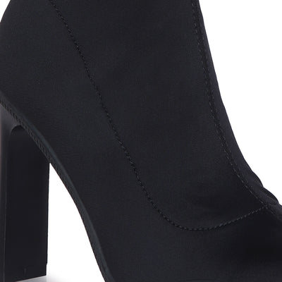 Black Tokens Pointed Heel Ankle Boots