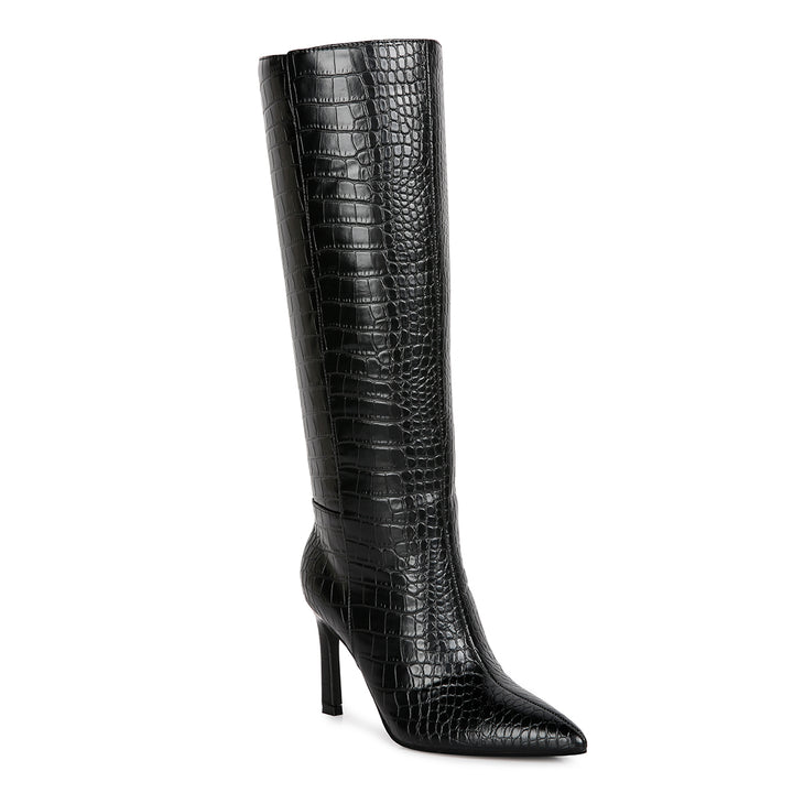 Fewocious Croc High Heel Calf Boots