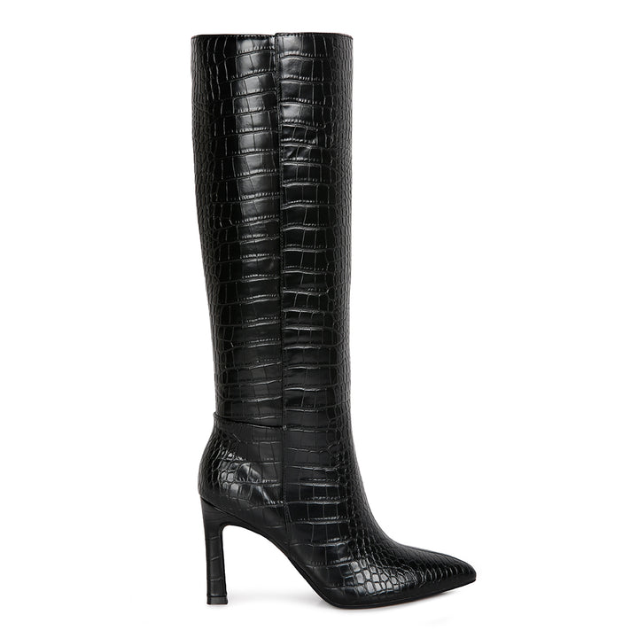 Fewocious Croc High Heel Calf Boots