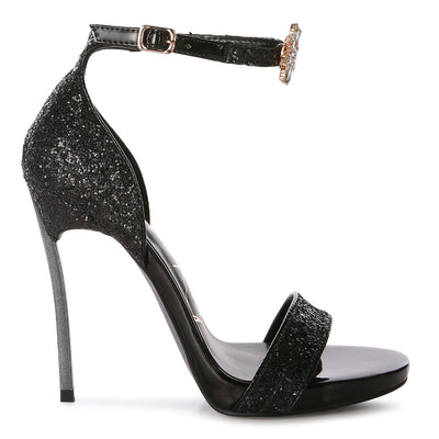 high heeled glitter sandals#color_black