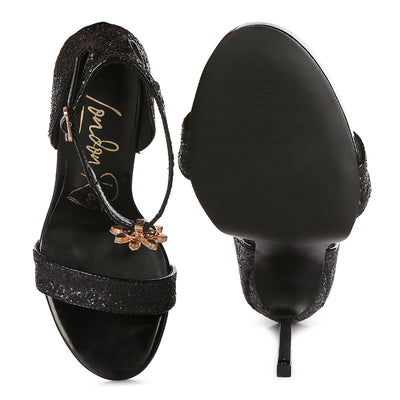 high heeled glitter sandals#color_black