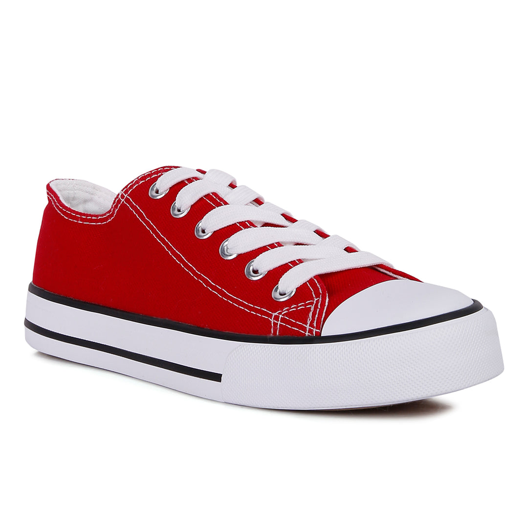 solid canvas sneakers#color_red