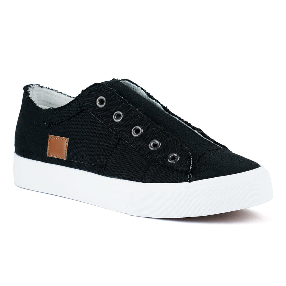 women raw trim solid canvas sneakerscolor_black
