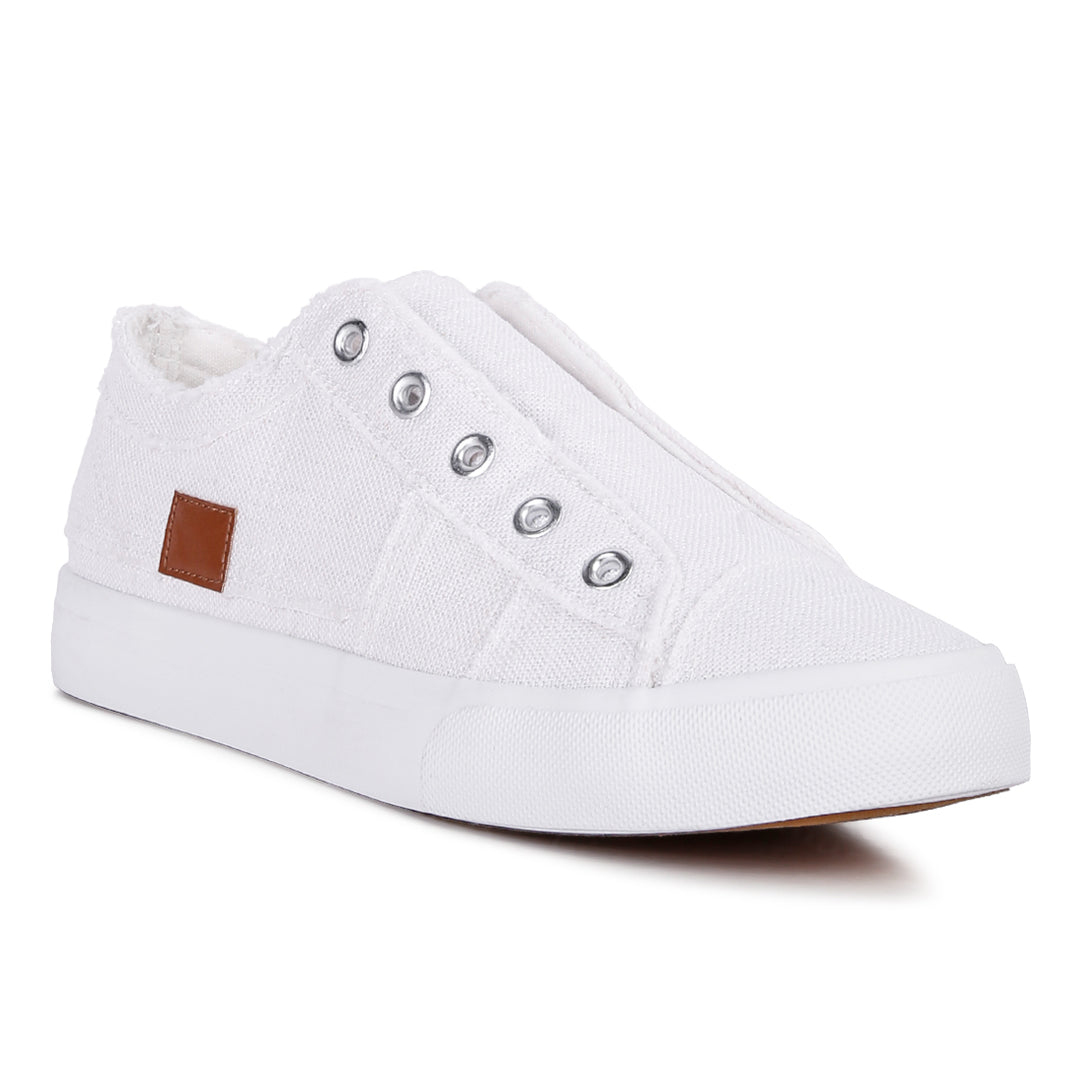 women raw trim solid canvas sneakerscolor_white
