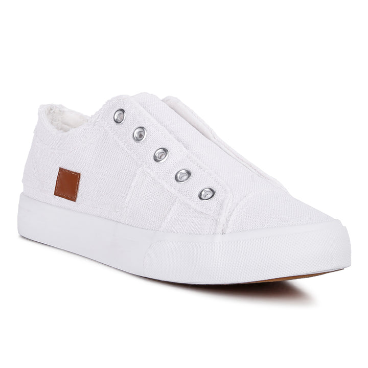 women raw trim solid canvas sneakerscolor_white