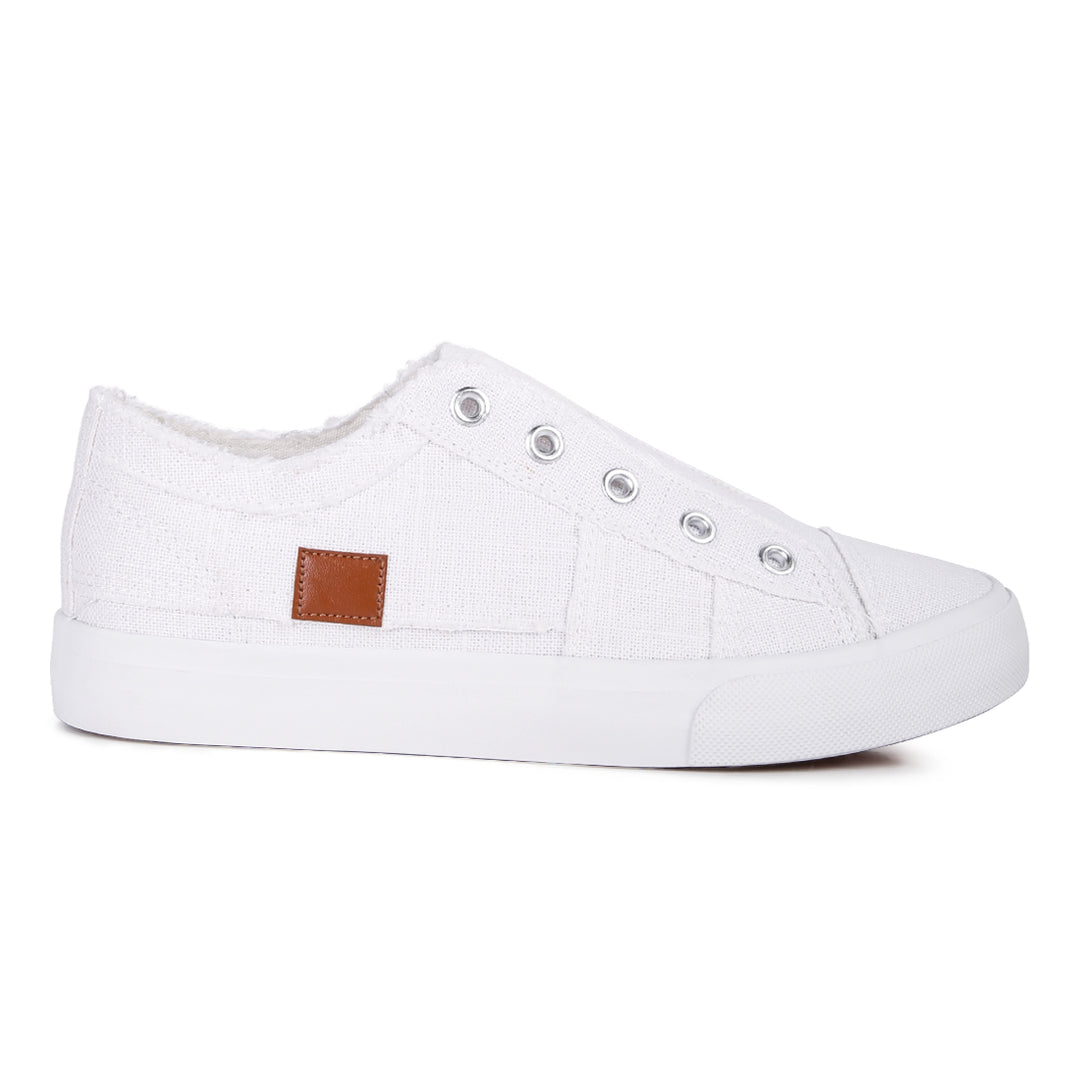 women raw trim solid canvas sneakerscolor_white