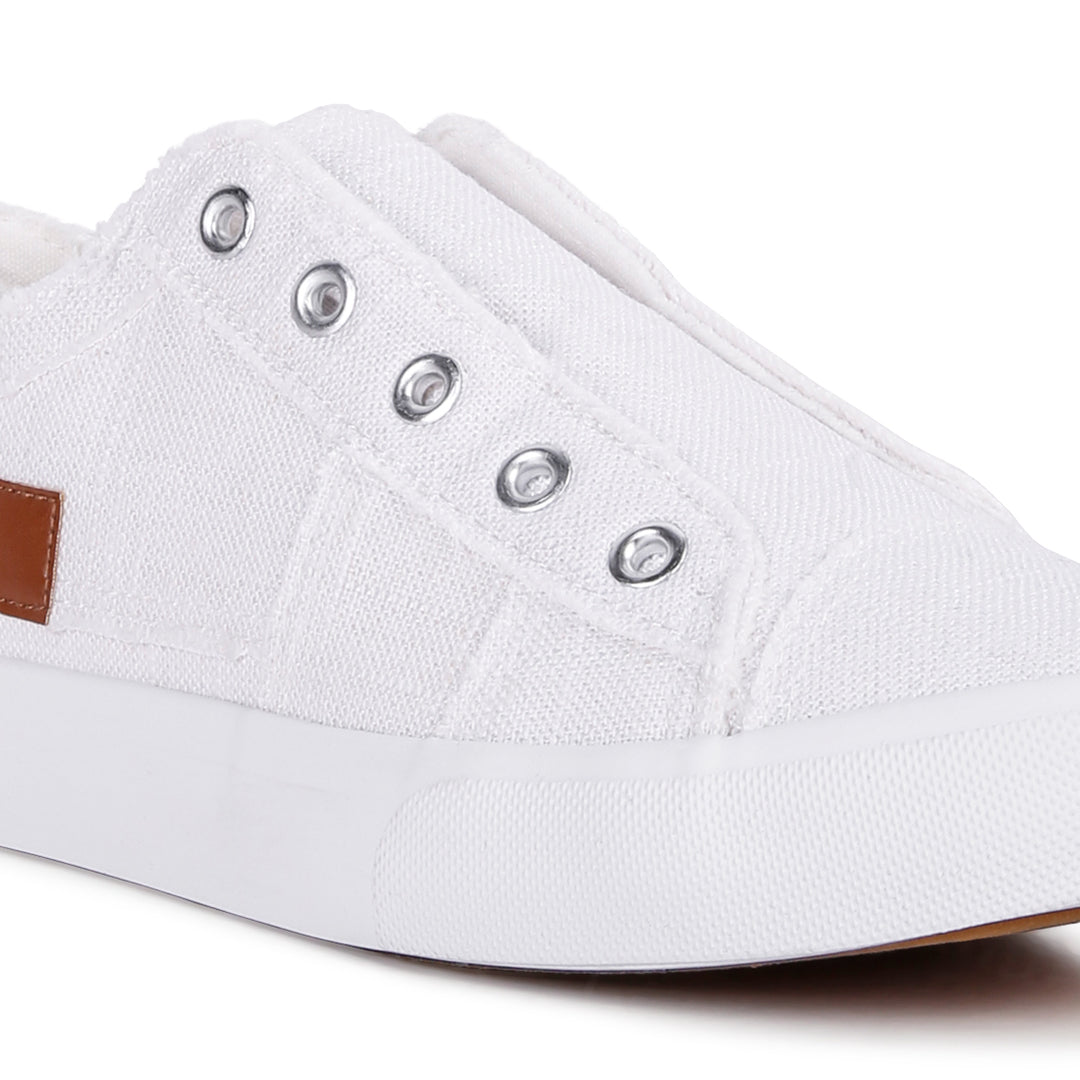 women raw trim solid canvas sneakerscolor_white