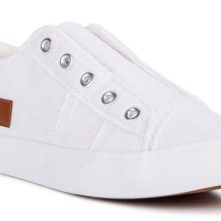 women raw trim solid canvas sneakerscolor_white
