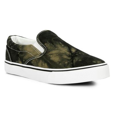 Olive Green Slip On Canvas Sneakers