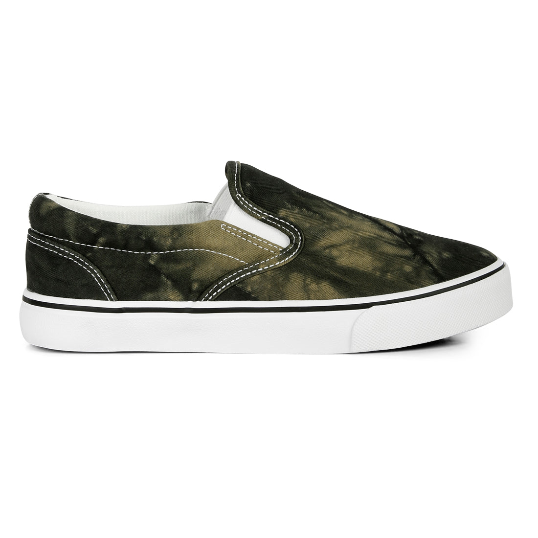 Olive Green Slip On Canvas Sneakers