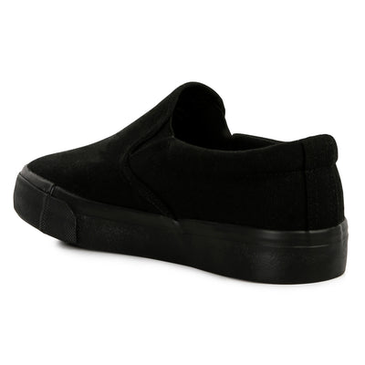 Black Slip On Canvas Sneakers