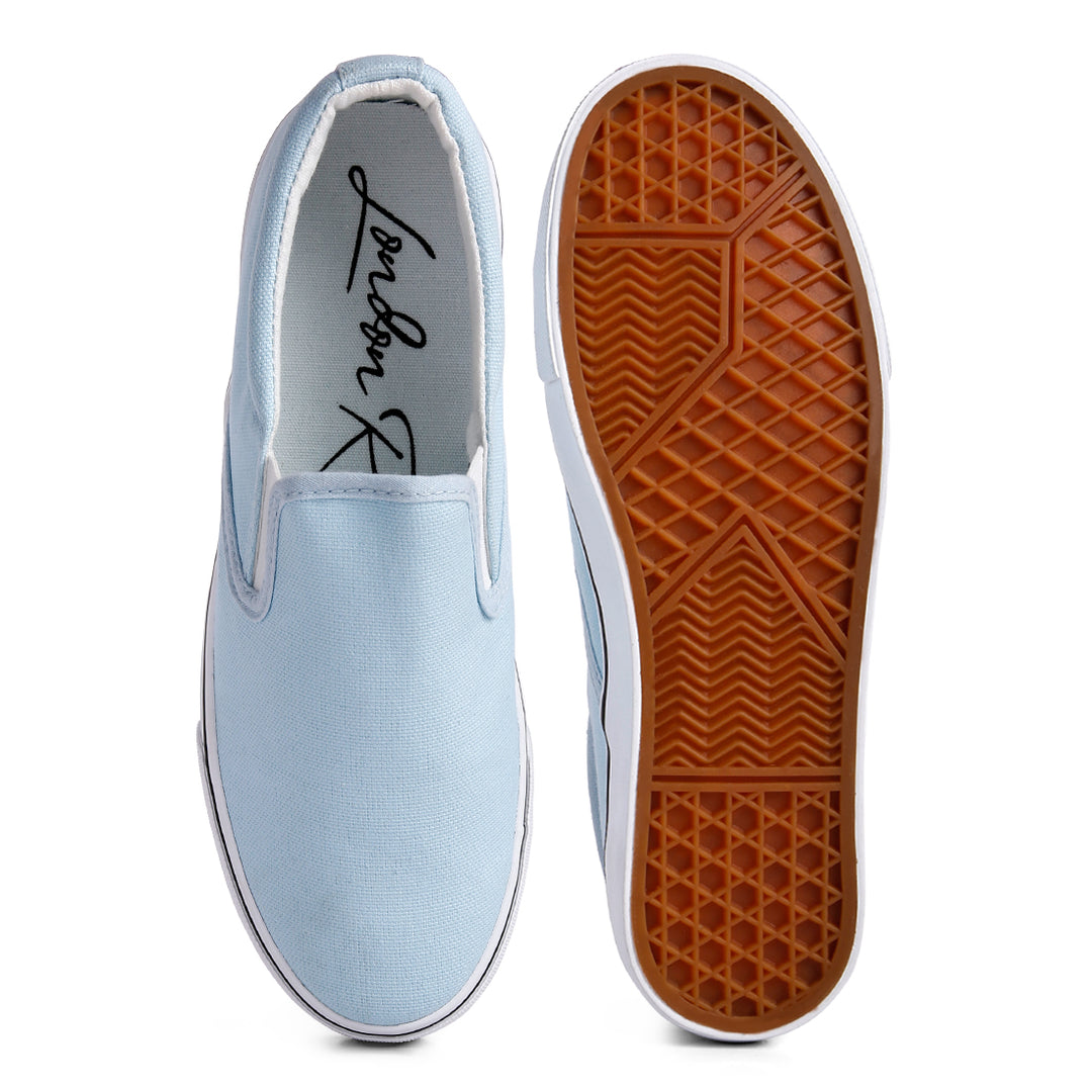 Light Blue Slip On Canvas Sneakers