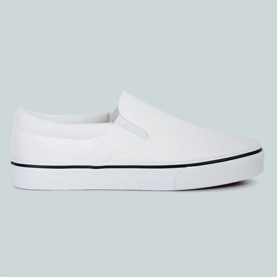 White Slip On Canvas Sneakers