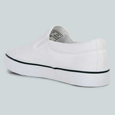White Slip On Canvas Sneakers
