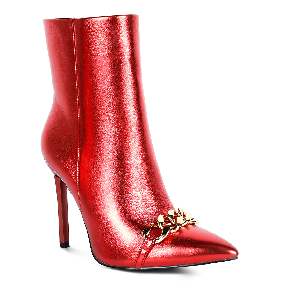 metallic ankle boots#color_red