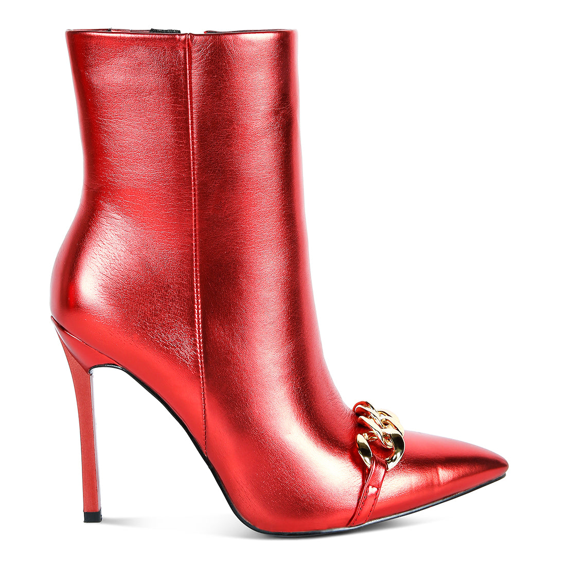 metallic ankle boots#color_red