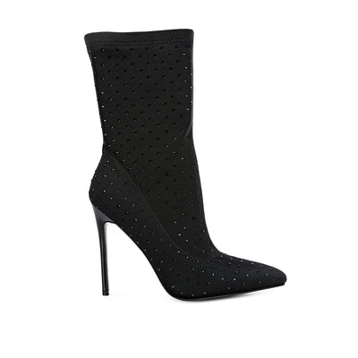 knitted ankle boot#color_black