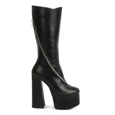tzar high heeled platform calf boots#color_black