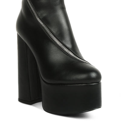 tzar high heeled platform calf boots#color_black