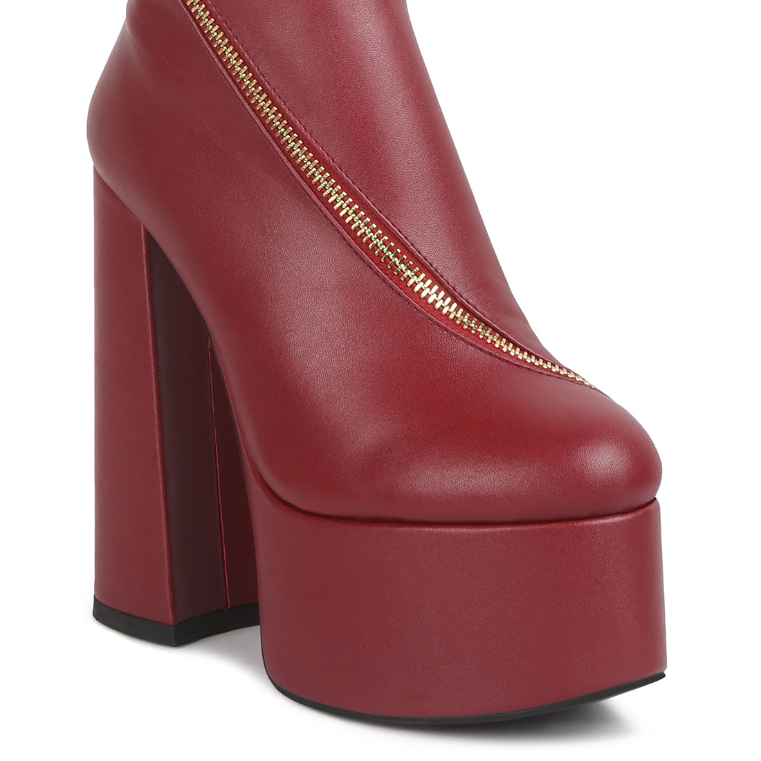 tzar high heeled platform calf boots#color_burgundy