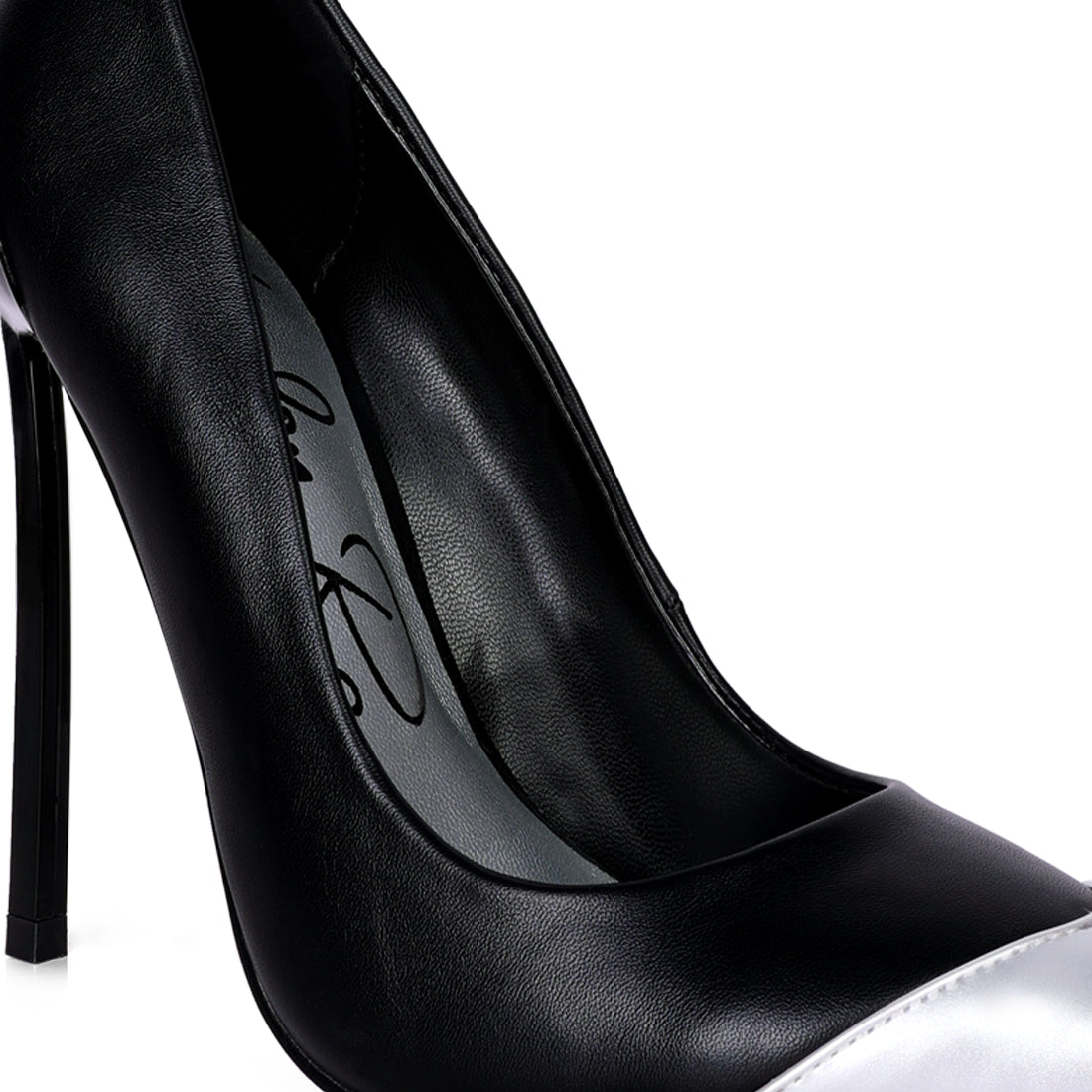 cidra silver dip stiletto sandals#color_black