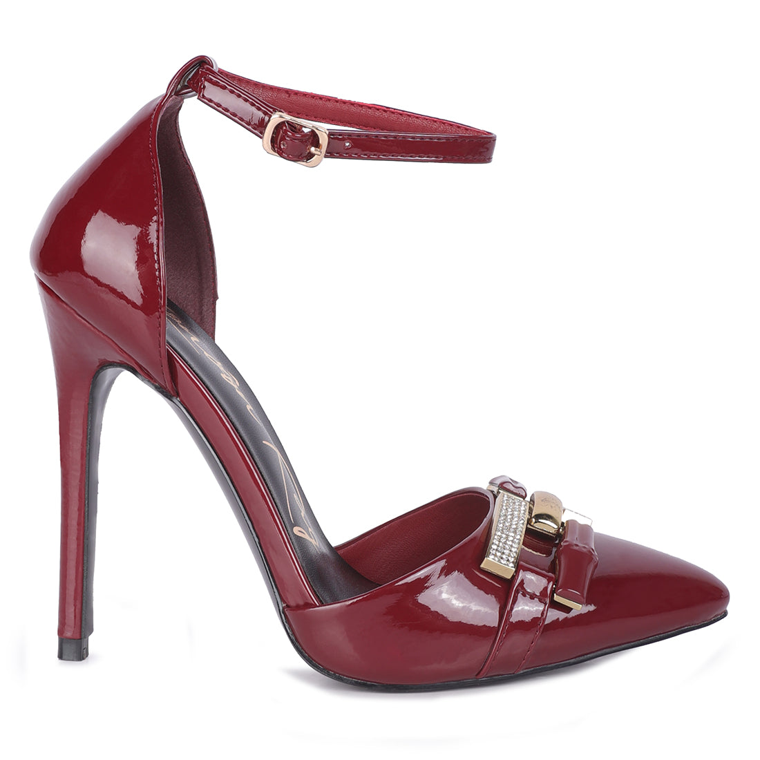 mocktail diamante buckle patent stiletto sandals#color_burgundy