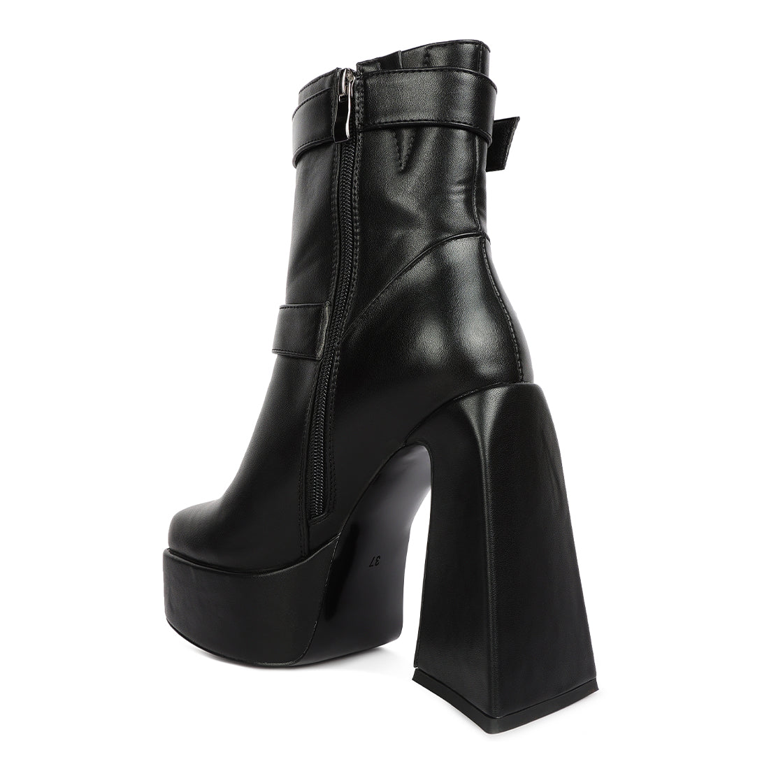 high platform heel ankle boot#color_black