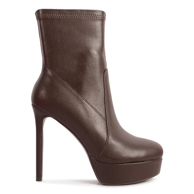 rossetti stretch pu high heeled ankle boot#color_brown