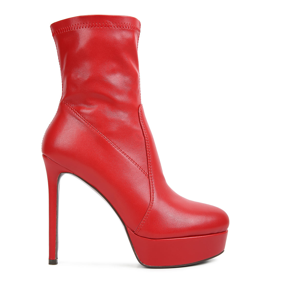 rossetti stretch pu high heeled ankle boot#color_red