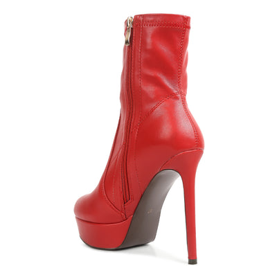 rossetti stretch pu high heeled ankle boot#color_red