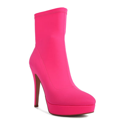high heeled lycra ankle boot#color_fuchsia