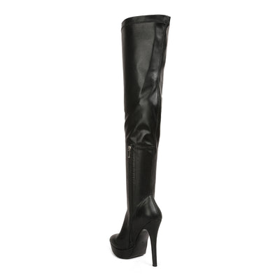 stretch high heeled long boots#color_black