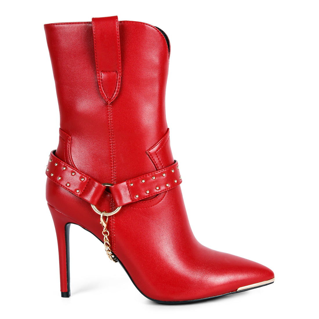 high heeled cult ankle boot#color_red