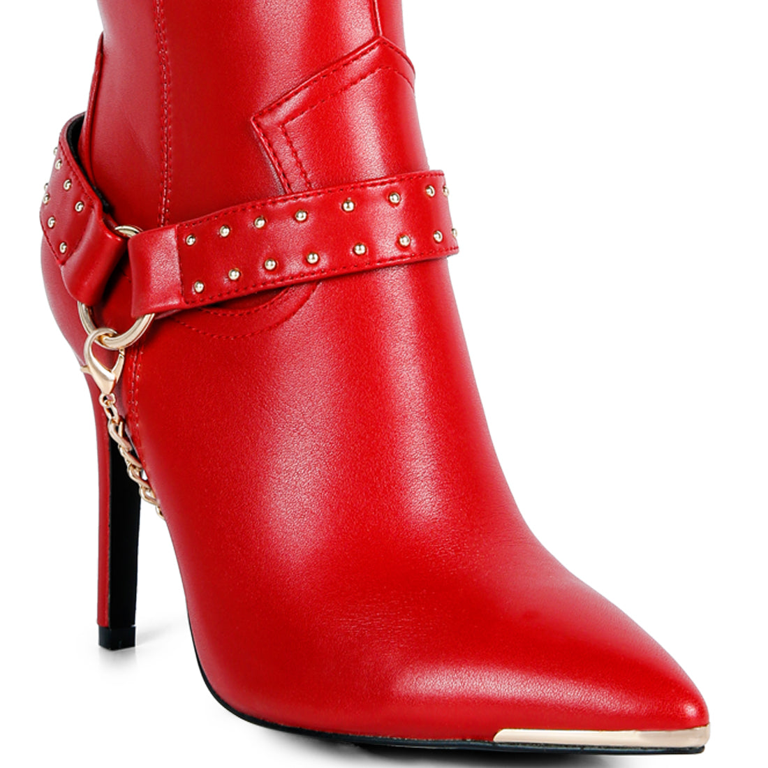 high heeled cult ankle boot#color_red