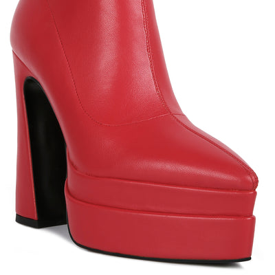 dextra high platform ankle boots#color_red