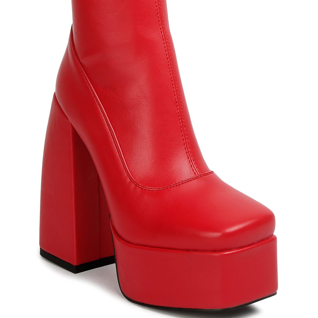 fanning high platform block heeled long boots#color_red